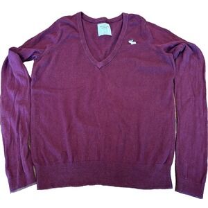 Abercrombie & Fitch V-neck sweater Embroidered moose logo sweater sz Medium